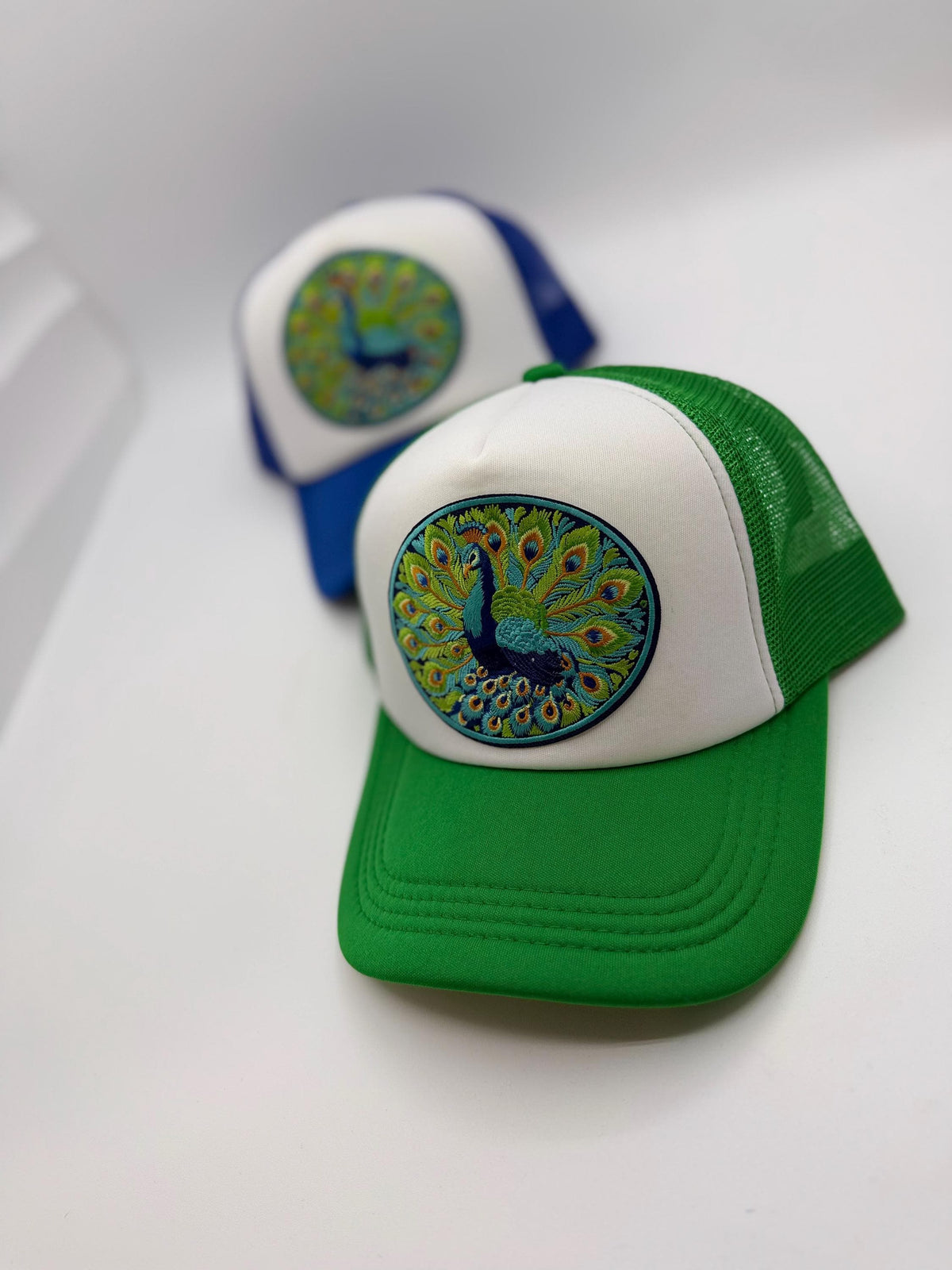 Peacock Patch Trucker Hats | Graphic Hats | Choose Your Design