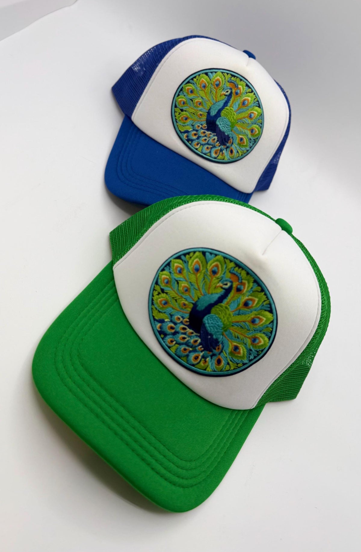 Peacock Patch Trucker Hats | Graphic Hats | Choose Your Design