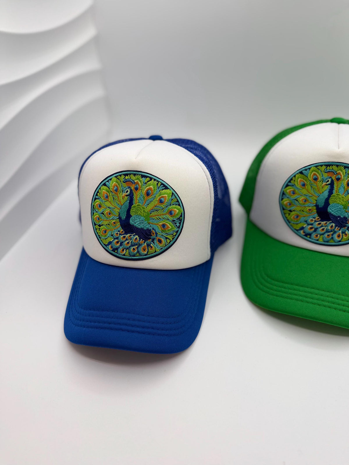Peacock Patch Trucker Hats | Graphic Hats | Choose Your Design