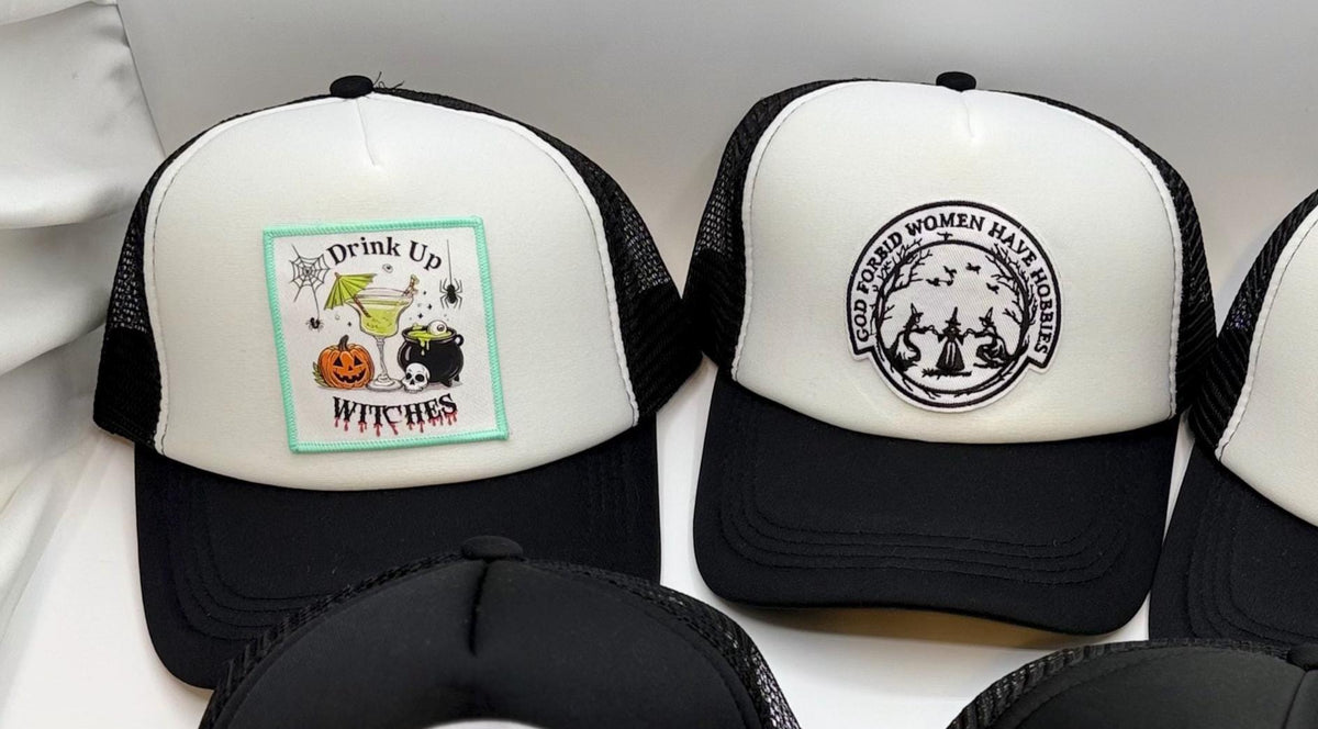 Halloween Patch Trucker Hat | Spooky Season Mesh Cap | Choose Your Style