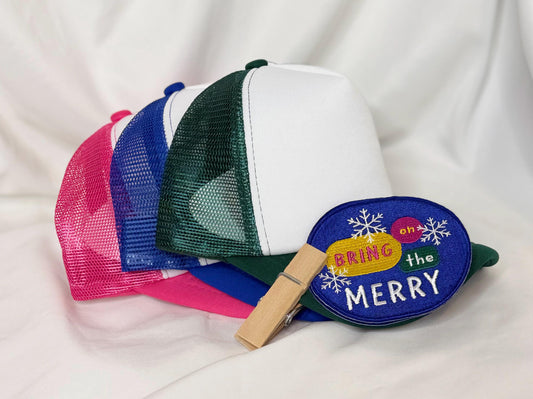 Holiday Patch Trucker Hats | Christmas Graphic Hats | Choose Your Design