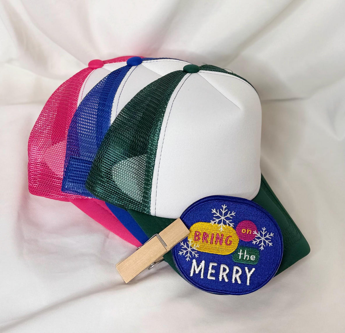 Holiday Patch Trucker Hats | Christmas Graphic Hats | Choose Your Design