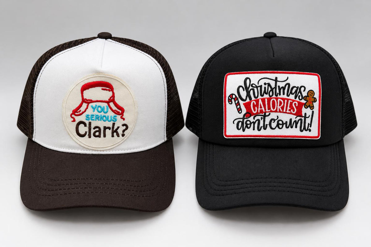 Holiday Patch Trucker Hats | Christmas Graphic Hats | Choose Your Design