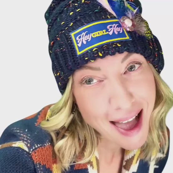 HEY Girl, HEY Patchwork Jeweled Designer Winter Hat
