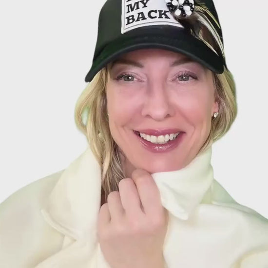 Love and “FAITH” Statement Patchwork Feathered & Jeweled Avant-Garde Fashionable Trucker Hat