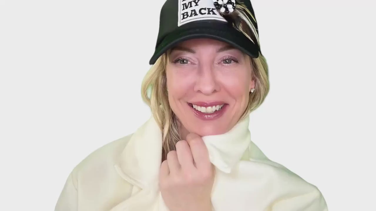 Love and “FAITH” Statement Patchwork Feathered & Jeweled Avant-Garde Fashionable Trucker Hat