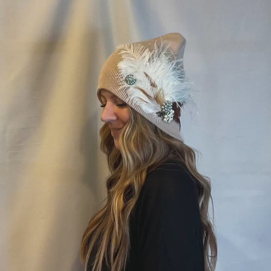 NEUTRAL Collection - Unique Feathered Flapper Fashionable Sparkly Winter Accessory
